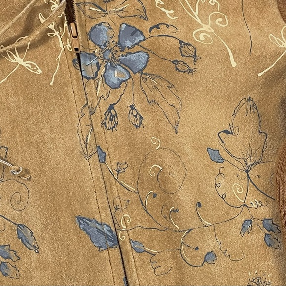 CALLI CALI’s Floral Boho Leather Suede Hoodie Sweater Zip Up Jacket Women’s XL - Picture 7 of 15